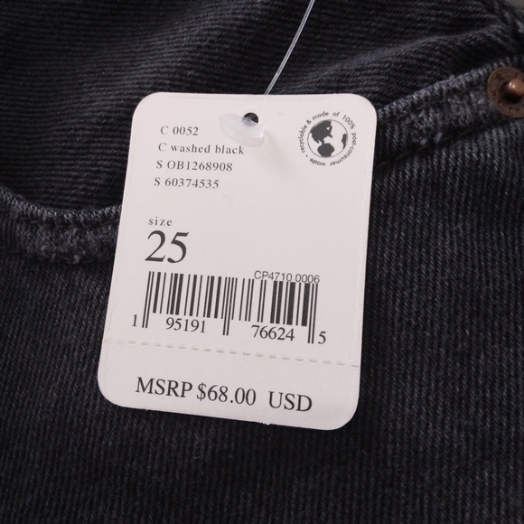 NWT FREE PEOPLE WASHED BLACK MAKAI CUT OFF MIDI SHORTS SIZE 25 - Picture 7 of 9